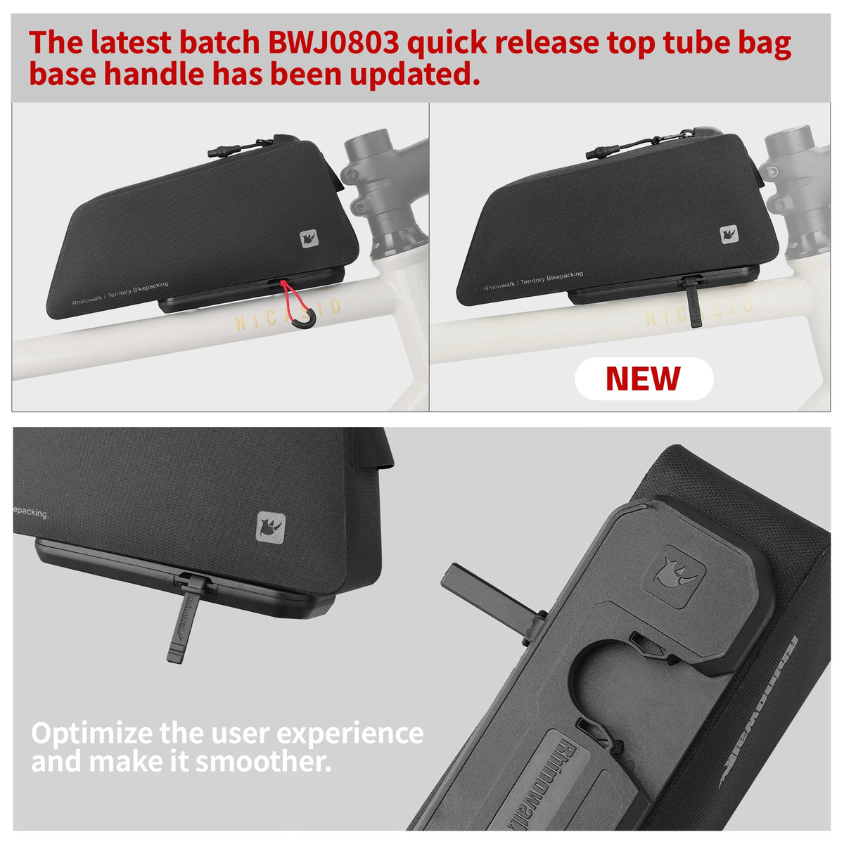Rhinowalk Front Top Tube Bag Waterproof Frame Bag Quick-Release Bike Accessories MTB Storage Cycling Bikepacking