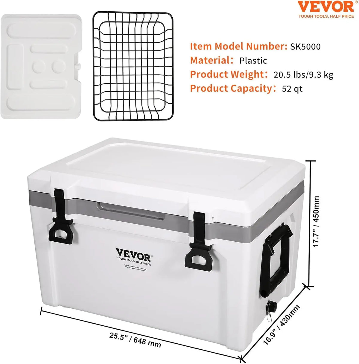 Ultra-Light Hard Cooler, Ice Retention Cooler with Heavy Duty Handle, Ice Chest Lunch Box for Camping, Travel, Outdoor