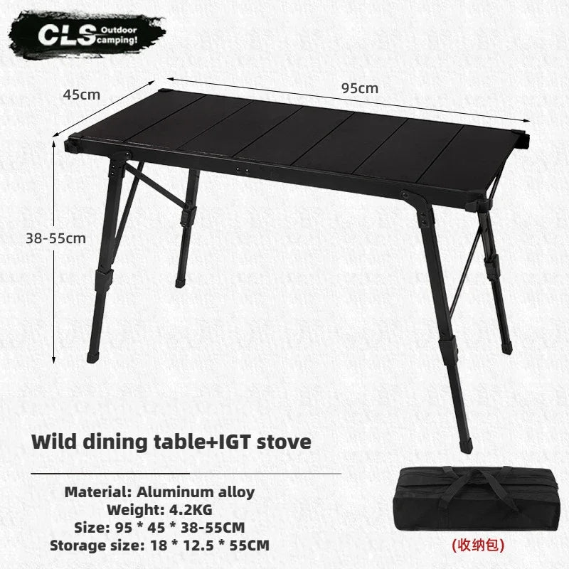 NOBANA&GLS Newest Folding IGT Table Lightweight Backpack Roll Table Multifunctional Adjustable Leg Desk Desktop Burner BBQ Table
