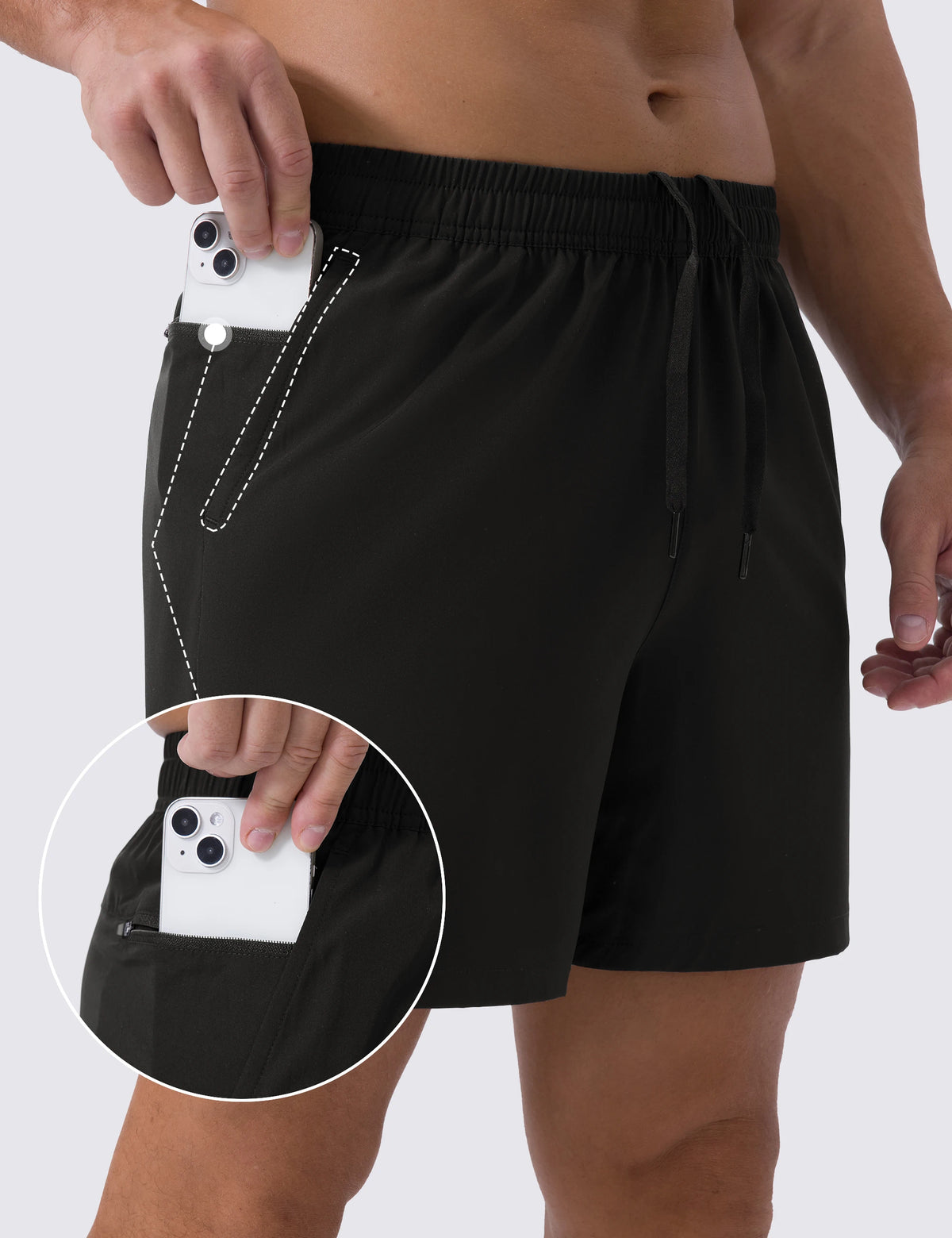 TACVASEN Waterproof Running Shorts with Zipper Pockets Mens Quick Dry Lightweight Workout Shorts Gym Athletic Sport Split Hem