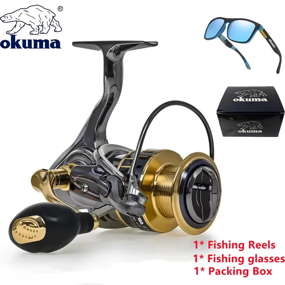 NEW Okuma Original All Metal Fishing Reel 13+1BB Power Spinning Wheel Fishing Coil Shallow Spool Suitable For All Waters