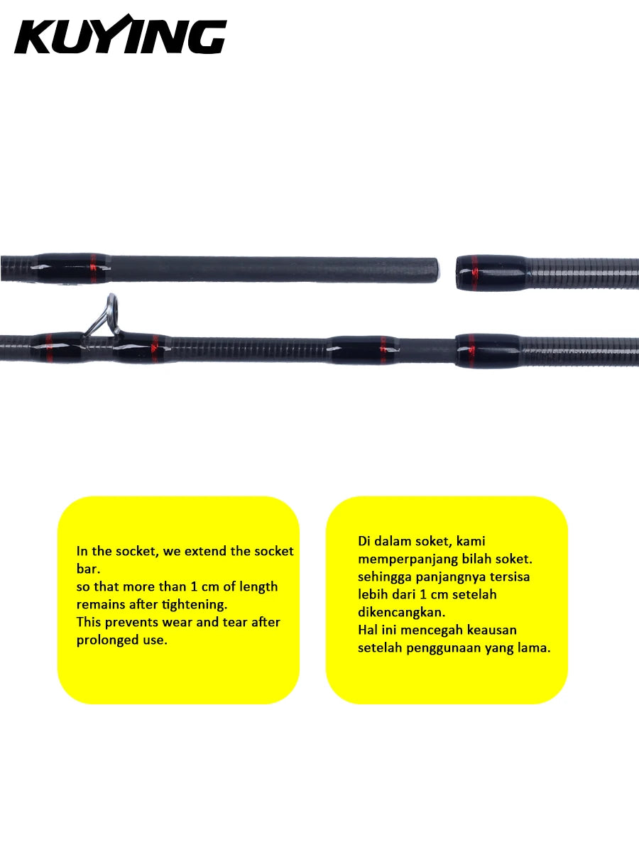 KUYING TETON L Light 1.98m 6'6" Carbon Fishing Rod Spinning Casting FUJI Reel Seat Ring 2-10g 3-8lb Medium Fast Trout