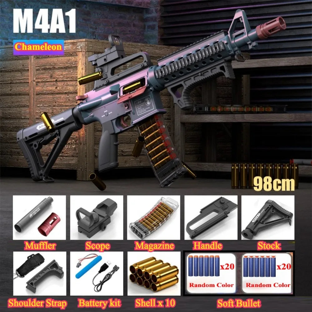 M4A1/M416 Electric Continuous Firing Shell Throwing Soft Bullet Toy Gun Assault Rifle Outdoor Shooting Games