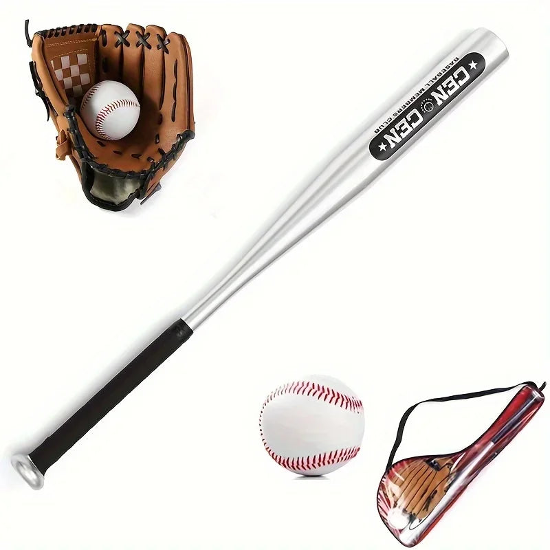 Baseball Balls Set 63cm Aluminum Alloy Baseball Bat PVC Glove Baseball Kit for Beginners Batting Practice Softballs Training