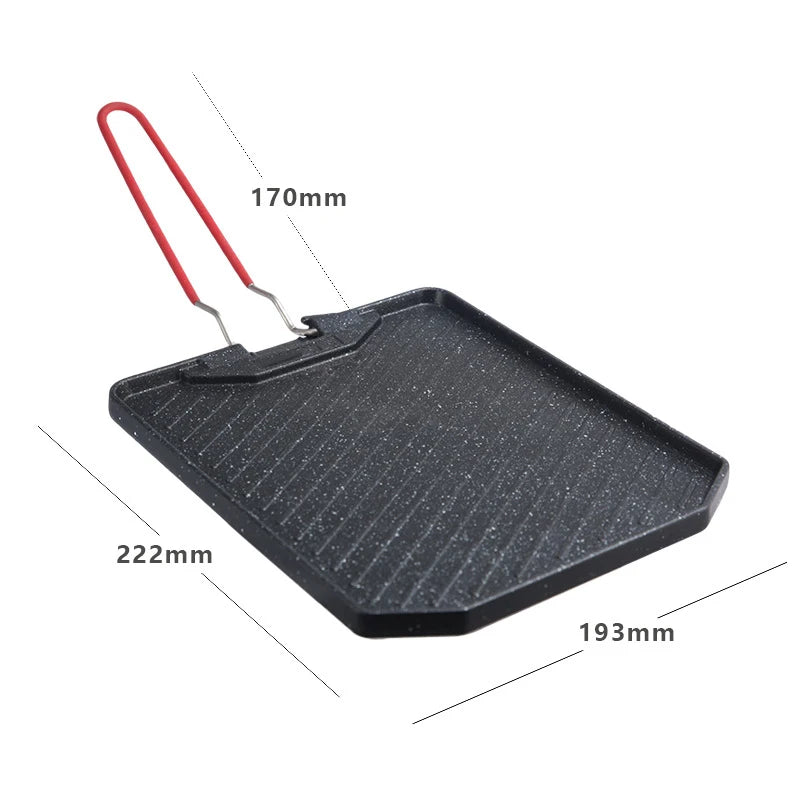 Outdoor camping barbecue pan Household non-stick frying pan Cassette oven barbecue pan Easy to clean Portable baking pan