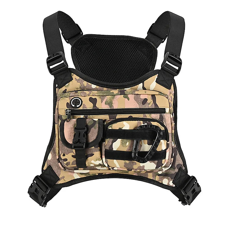 Tactical Function Men's Breast Bag, Outdoor Riding Multi-function Vest Bag, Waterproof and Wear-resistant Camping Equipment