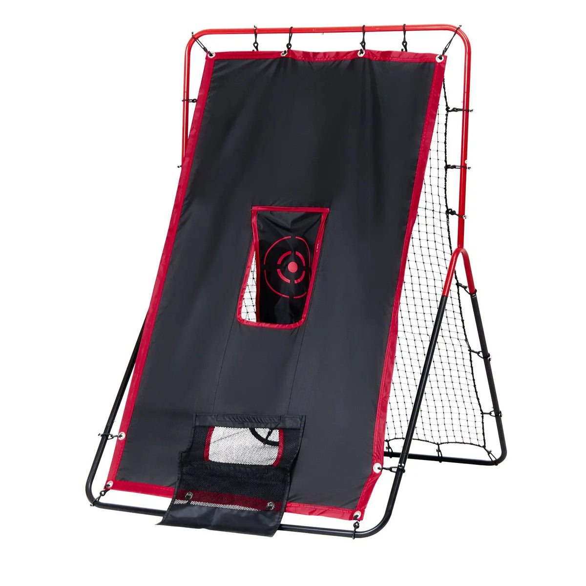 Baseball And Softball Rebounder Net, 3.5 x 4.5 ft 2-in-1 Switch Hitter Pitch Trainer, PitchBack Baseball Pitching Return Trainer Nest, Bounce Back Net for Fielding/Throwing Practice