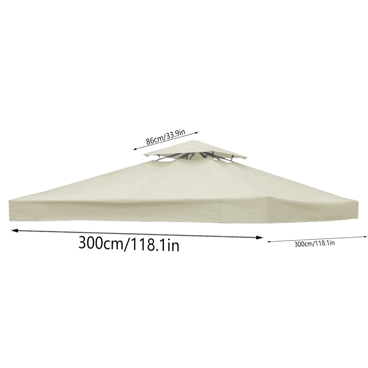 3x3M Garden Gazebo Tent Cover Canopy Replacement Top Canopy Cover 2 Tier Outdoor Patio Garden Tent Roof Top for Patio Sunshade