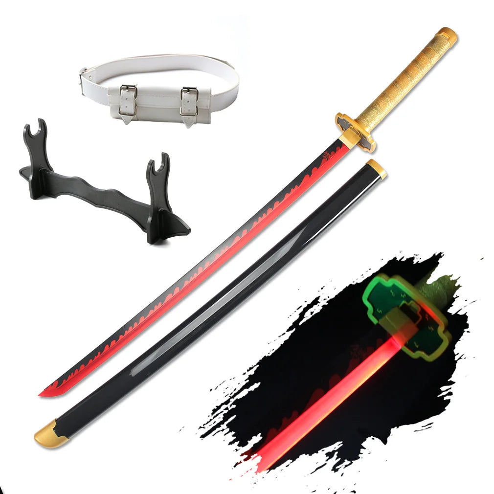 41″ LED Light Up Sword Katana Japanese Anime Cosplay Samurai Swords Tanjiro Nichirin Sword withholder And Belt