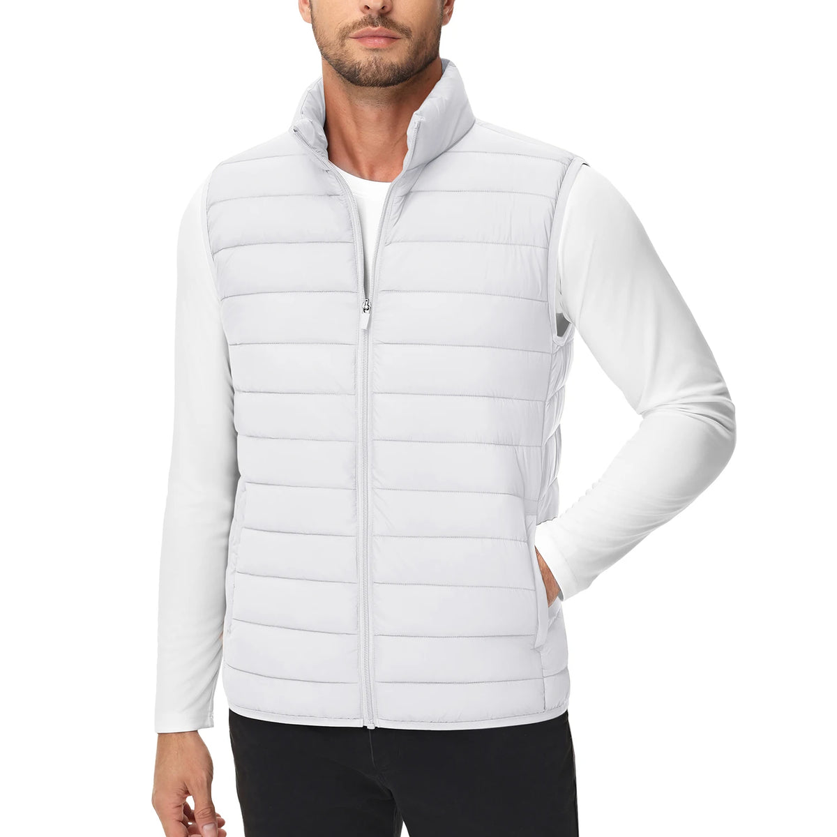 TACVASEN Lightweight Puffer Vest Mens Windproof Vest Sleeveless Vest Winter Jacket Casual Coat Warm Thicken Waistcoat Streetwear