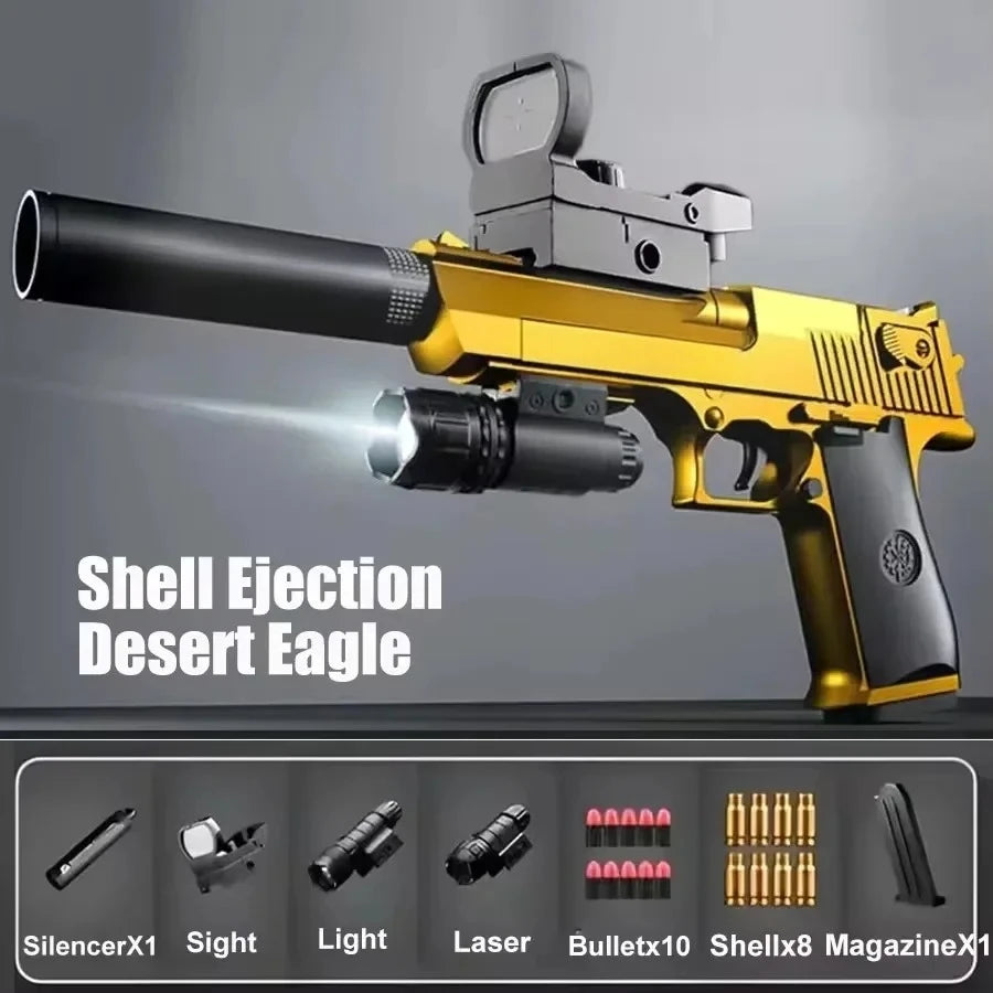 ZZ Powerful Desert Eagle Toy Gun Shell Airsoft Pistol Soft Foam Bullet Outdoor CS Paintball for Shooting Game Birthday Gift