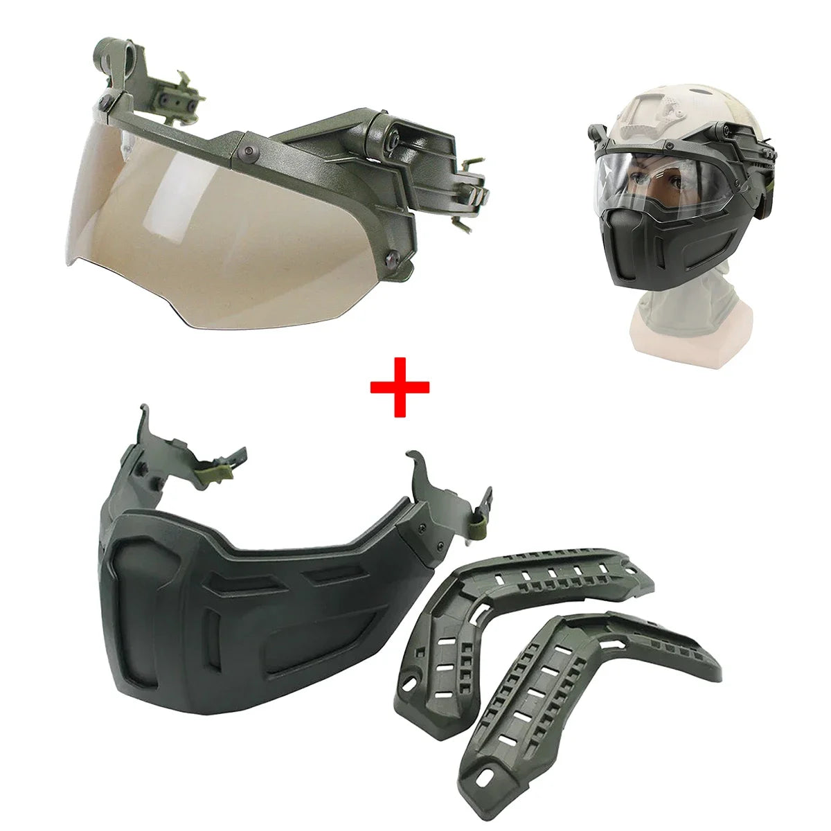 New Tactical FAST Helmet Half Face Mask With Flip Goggles Hunting CS Game Paintball Mask Helmet Accessories Gear