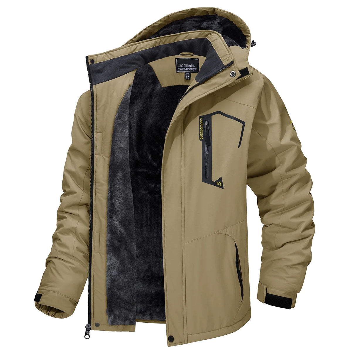 TACVASEN Mens Winter Parka Jackets Waterproof Fleece Lined Warm Ski Coats Outdoor Fishing Padded Jackets With Multiple Pockets