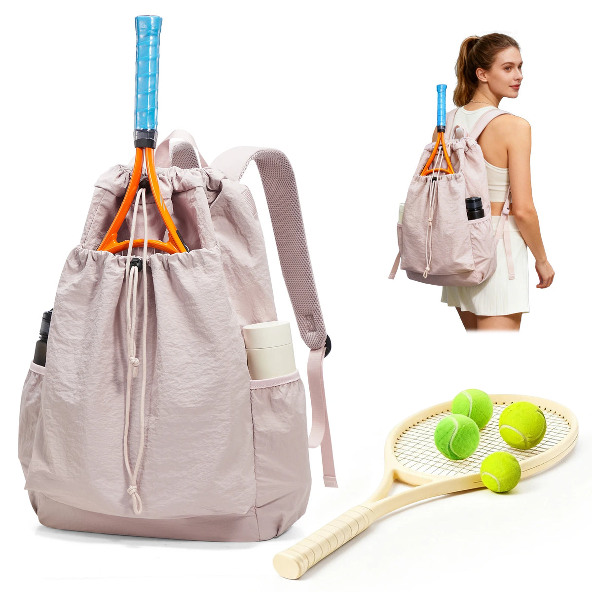 Tennis Bag Can Hold 2 Racket, Tennis Backpack for Women Men Sports Training Gym Backpack for Tennis Pickleball Badminton Squash