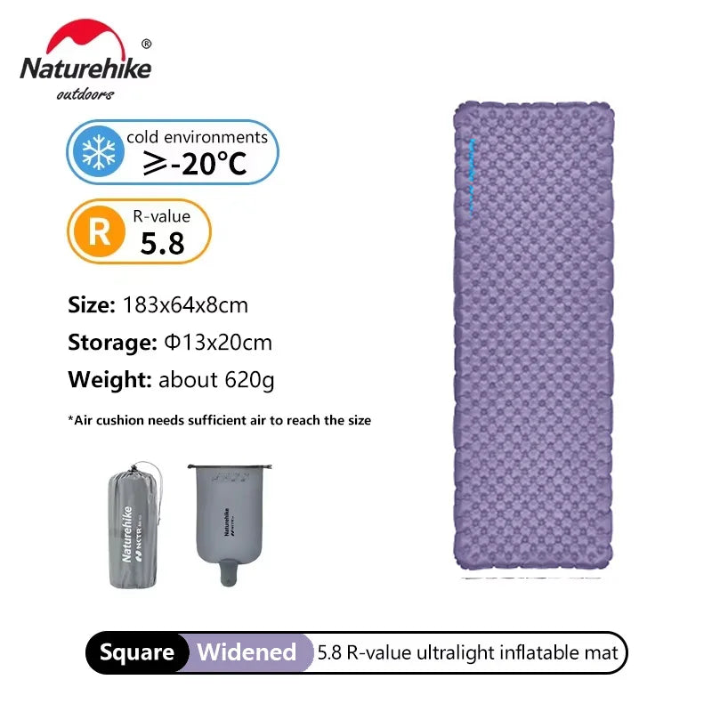 Naturehike Inflatable Mat Ultralight 5.8 High R Value Warm Sleeping Pad Portable Outdoor Camping Tent Single Moisture-proof Mats
