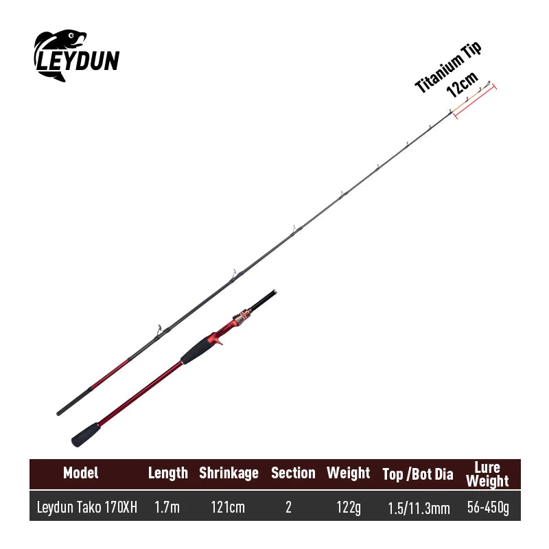 LEYDUN Rang's Tako LEYDUN Octopus 170MH/H Fishing Rods Tianium Tip Cuttlefish Fishing Casting Rod Squid Boat Fishing Webfooted