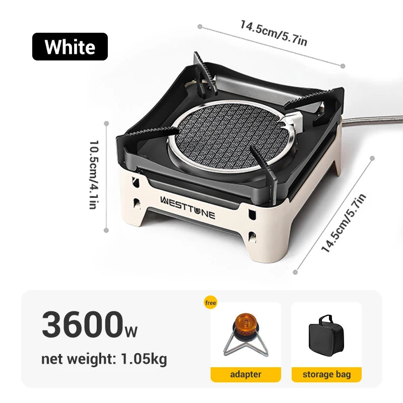 WESTTUNE Camping Cooking Burner Portable 3600W Gas Stove Outdoor Infrared Combustion Stove with Electronic Ignition for Garden