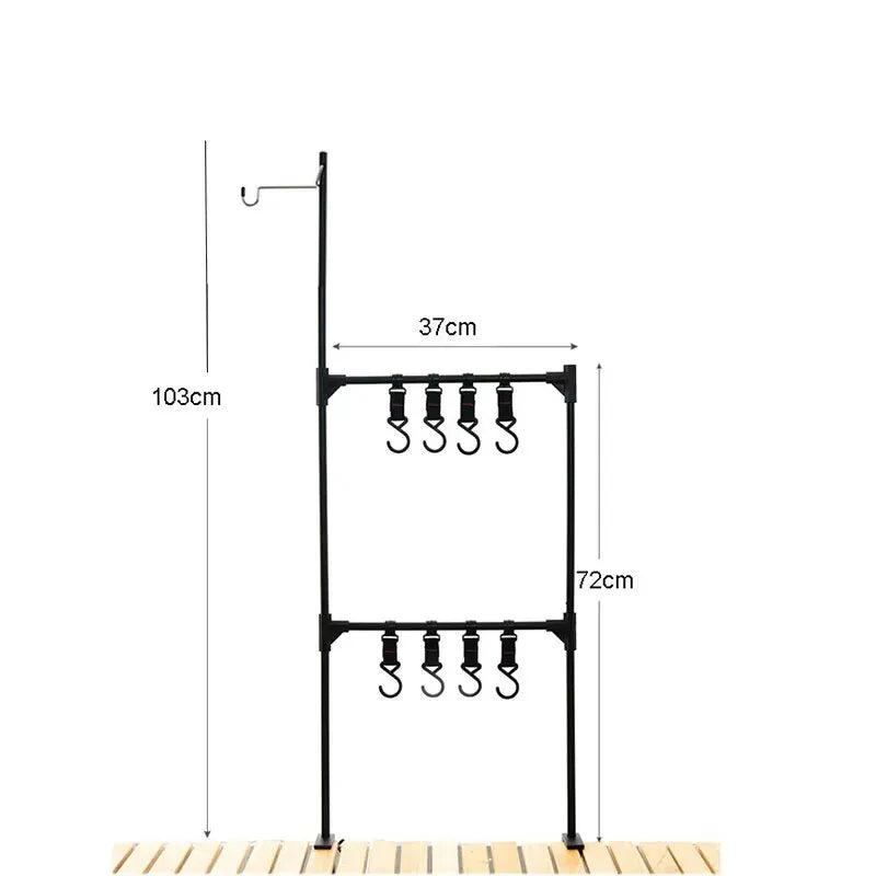 WESTTUNE Outdoor Desktop Storage Rack Camping Tableware Hanging Rack Ultralight Aluminum Alloy Shelves Stand Rack with Hooks
