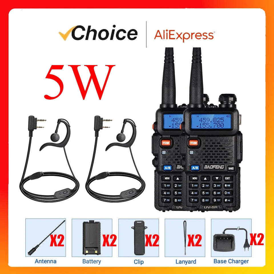 2pcs BAOFENG 5W 8W High Power Dual Band Two Way Radio Long Range Handheld Portable Walkies Talkies For Hunting