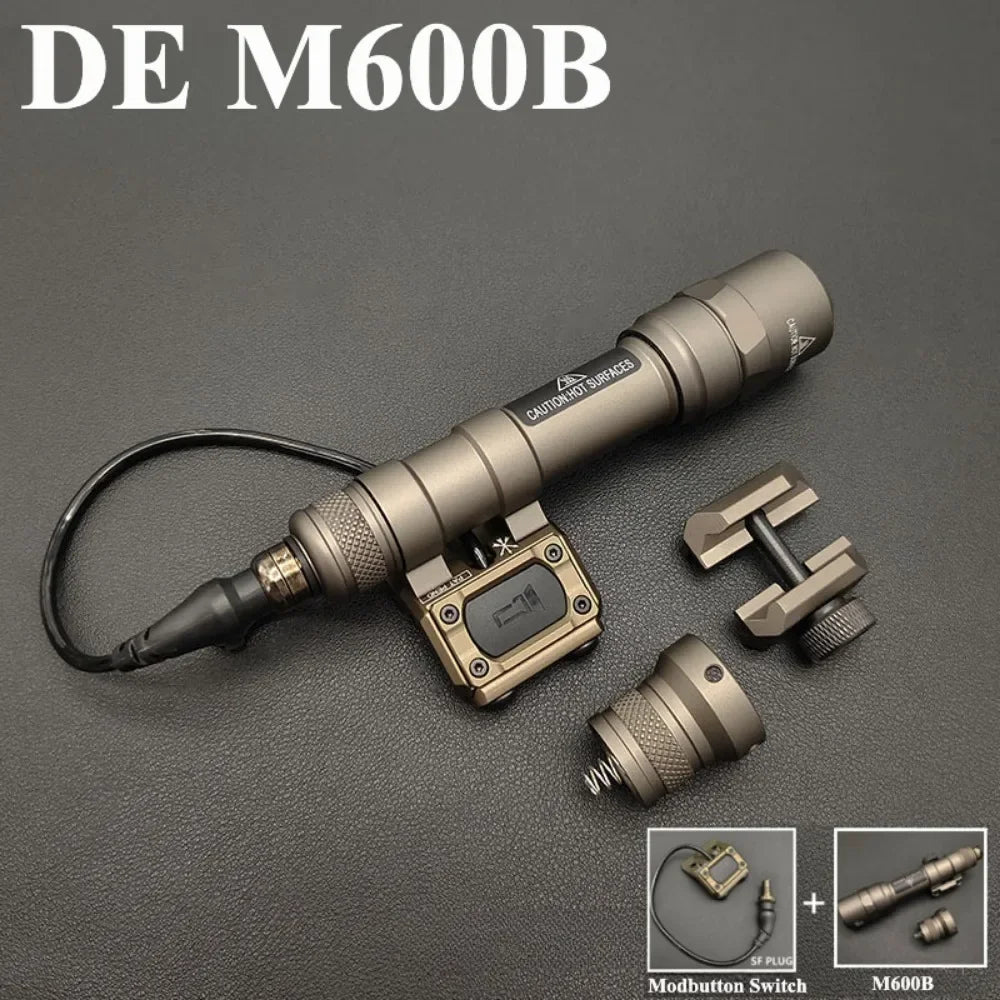 M300B M600B Upgrade Tactical LED Flashlight Gun Light Scout Strobe Fit 20mm Rail with Switch for Outdoor Hunting