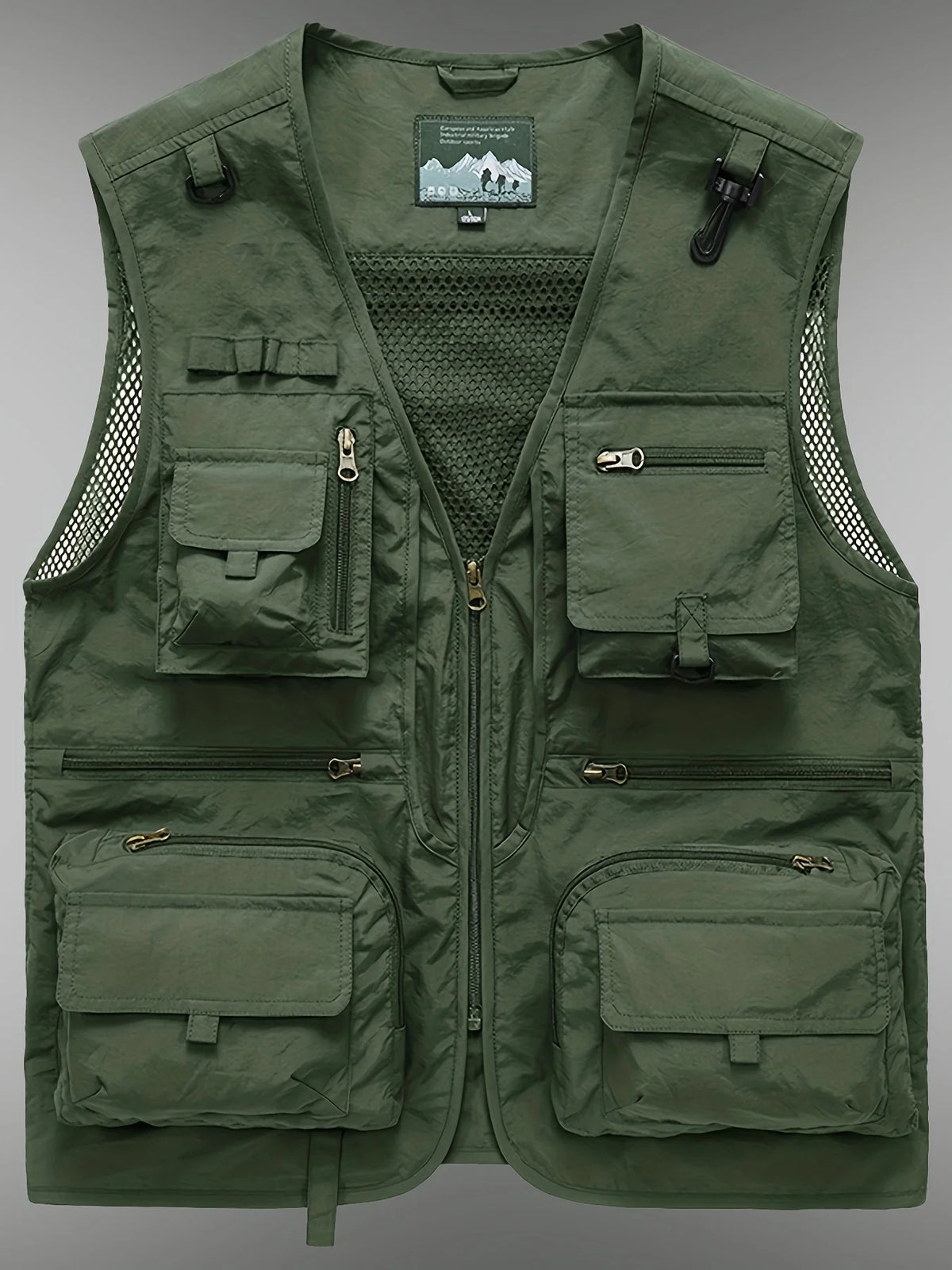 Men's Outdoor Workwear Vest Stand Up Collar Zipper Multifunctional Vest Fishing Photography Mountaineering Sleeveless Vest