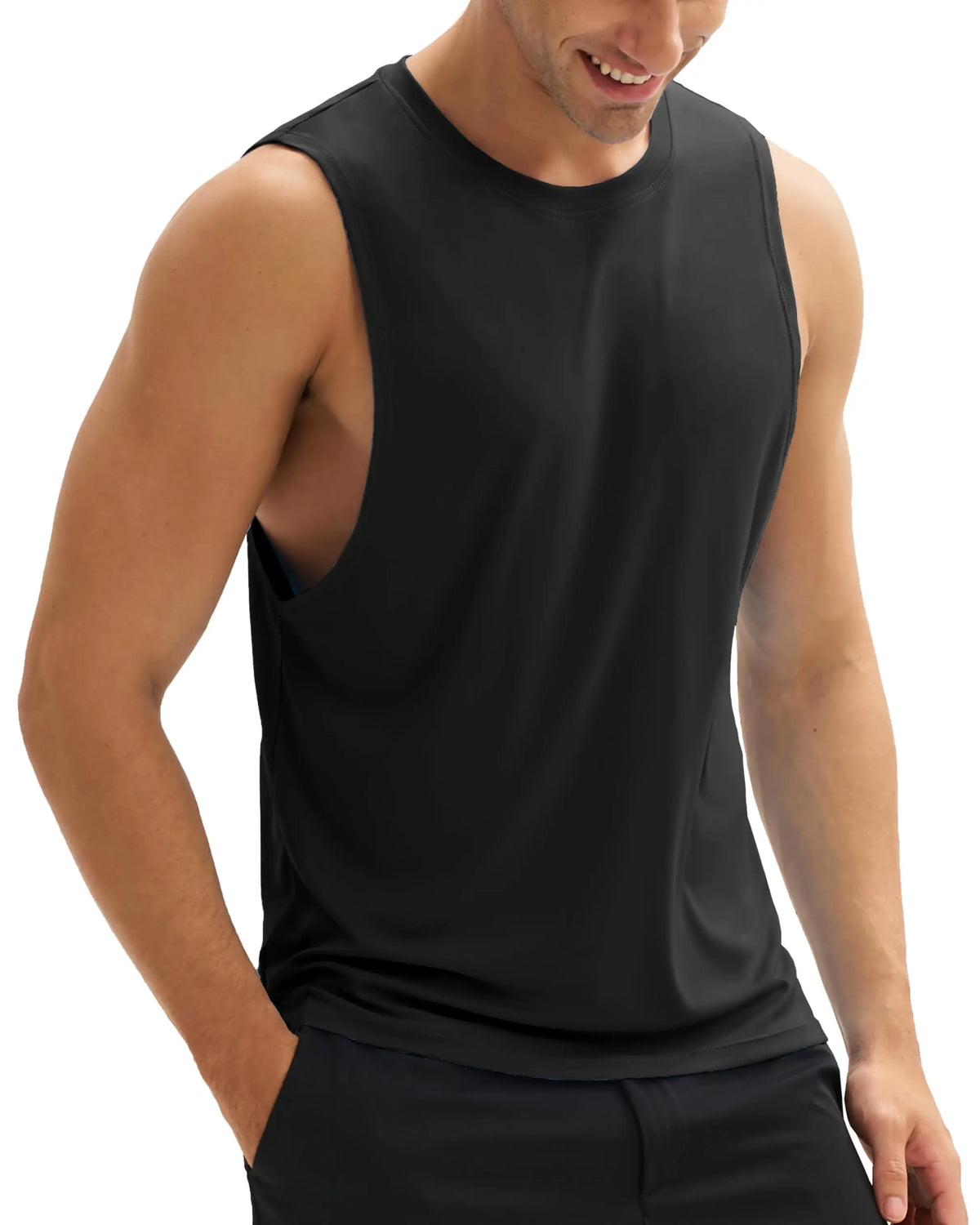 TACVASEN Summer Workout Tank Tops Mens Quick Dry Lightweight Sleeveless Shirts Gym Bodybuilding Muscle Tee Shirt Running Tee