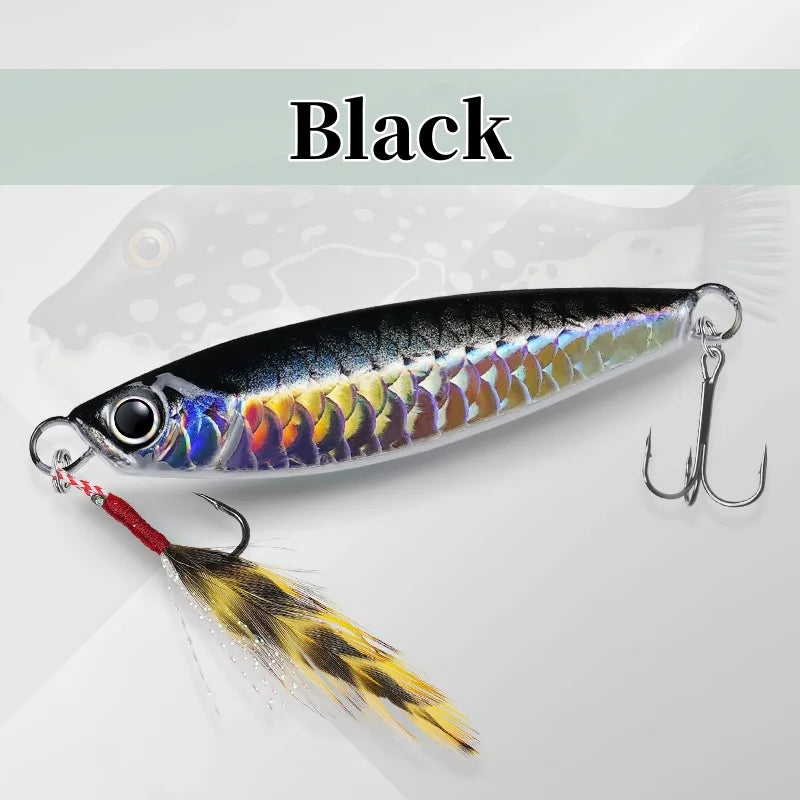 Metal Saltwater Fishing Lures Vertical Slow Pitch Fishing Hooks Fishing Jigging Spoon with Assist Hooks Artificial Bait Tackle