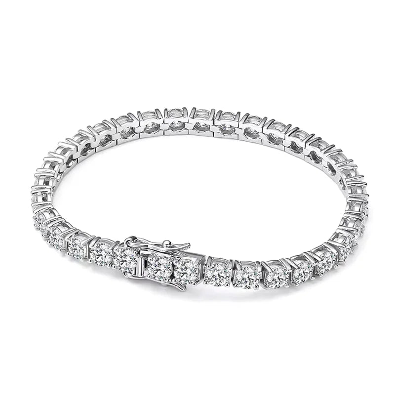 Knobspin 3mm 4mm Moissanite Tennis Bracelet Full Diamond GRA 925 Silver Plated 18k Wedding Party Jewelry Bracelets for Women Man