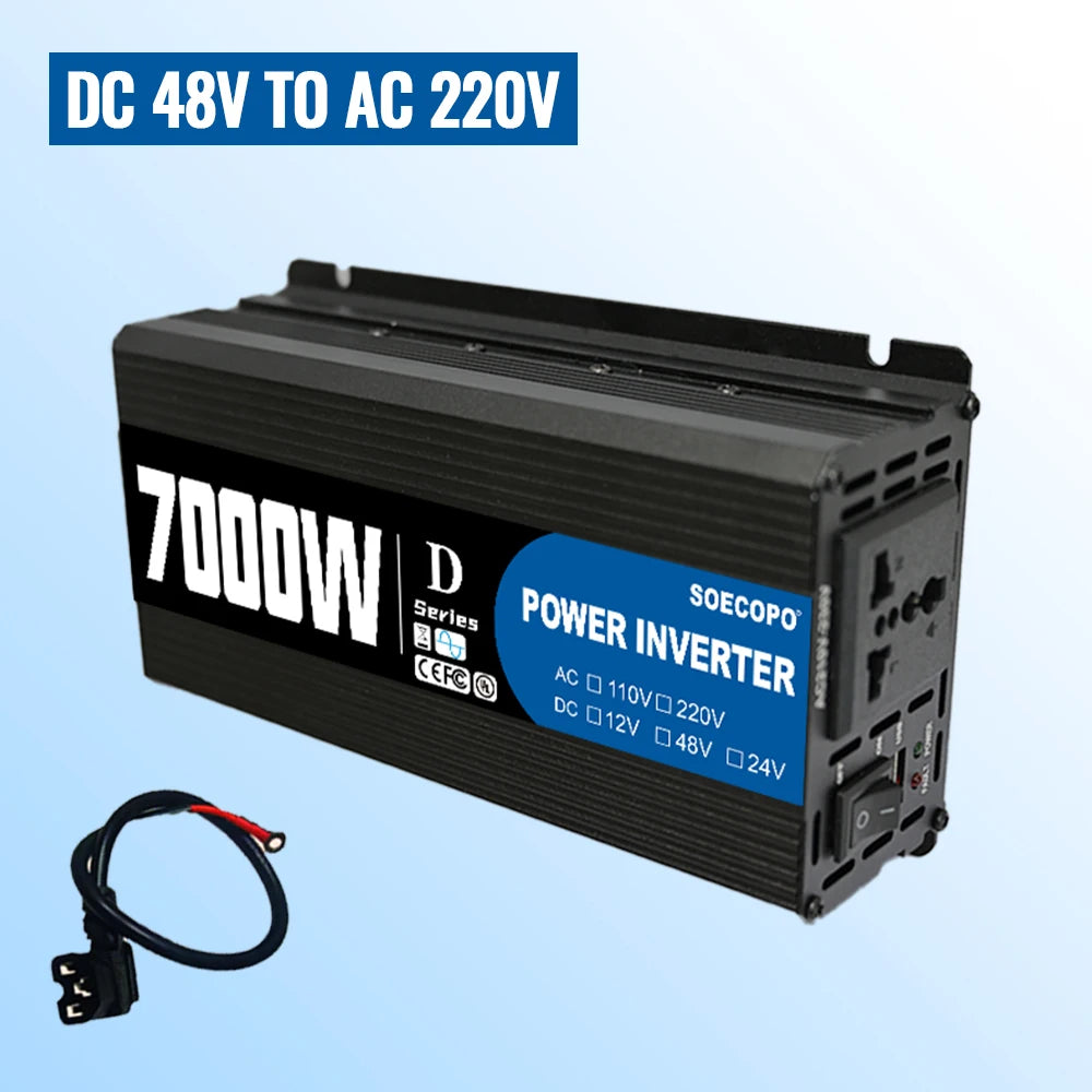 SOECOPO 7000W Power Inverter, 12V 24V 48V to 110V/220V Car Voltage Converter, Power Adapter for Car Accessories & Camping