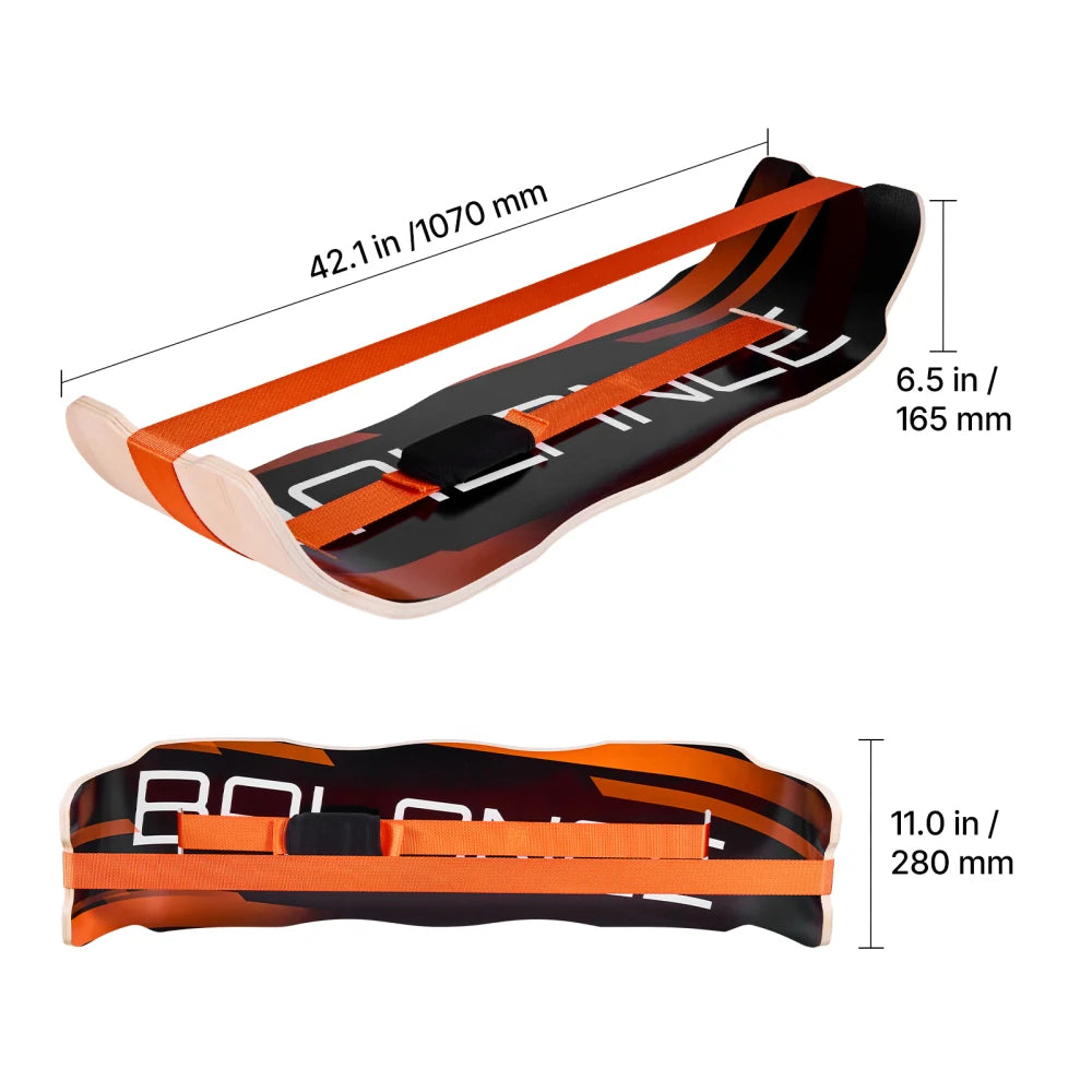 Ye Balance Board - Wobble Board Trainer for Adults, Premium Wooden Curved Balance Training Equipment, Compact & Lightweight for Core Workouts, Standing Desk Exercise, Home Gym, Yoga & More, Orange