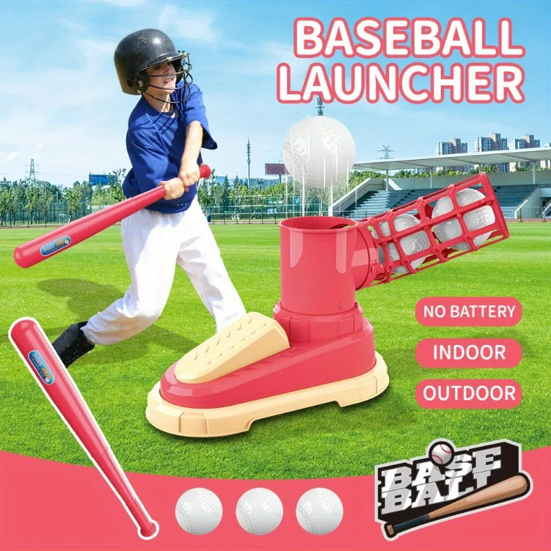 Kids Foot-Operated Automatic Baseball Launcher Toy Boys- Parent-Child Interactive Sports Toy - Indoor/Outdoor Family Fun Games
