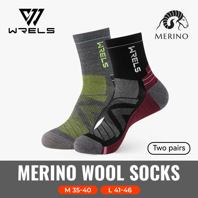 WRELS 1/2/3Pairs Merino Wool Socks Thick Hiking Socks Thermal Socks Moisture Wicking Running Hiking Anti-slip Winter Wool Socks