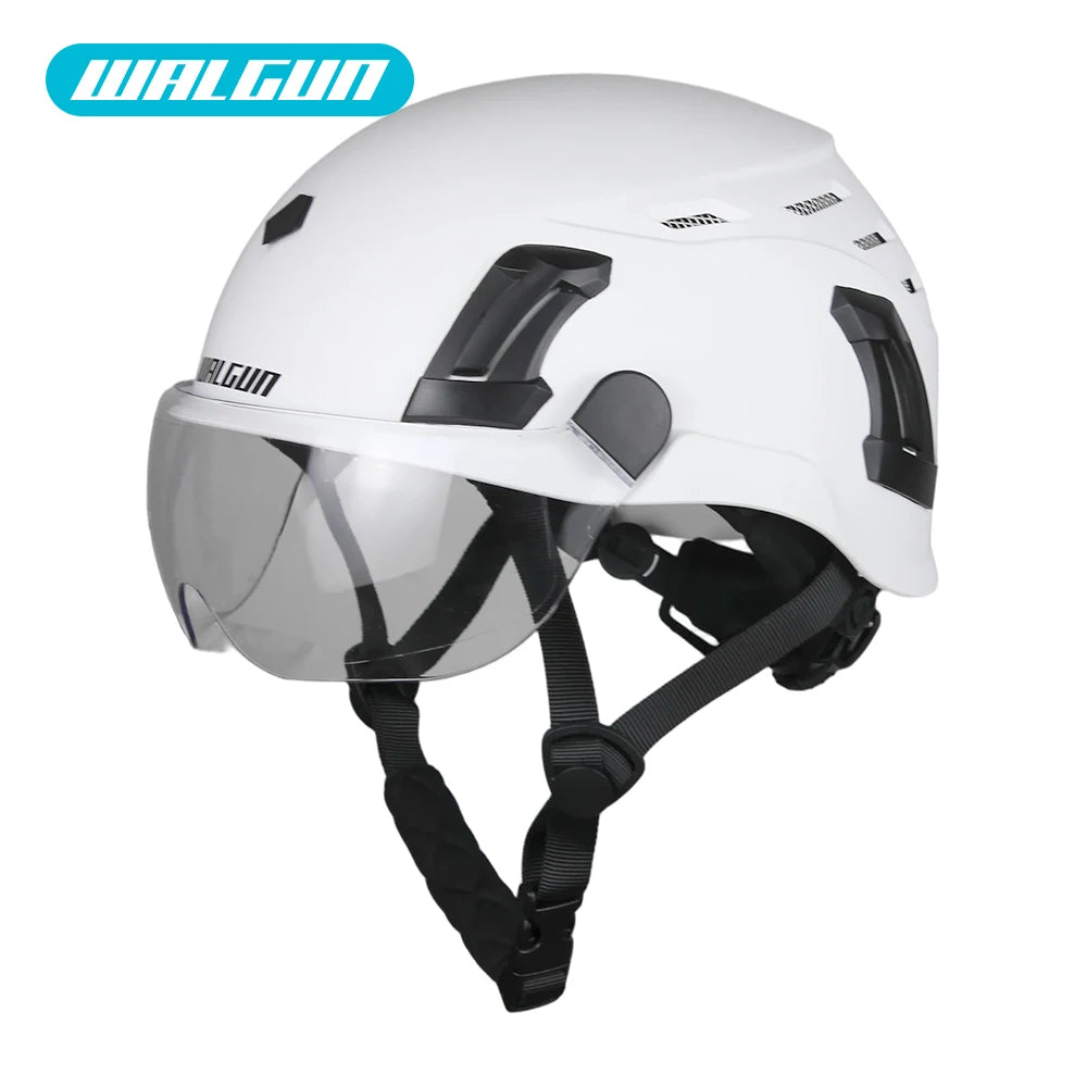 WALGUN K202 Construction Work Safety Helmet with Goggle Lens Visor Ear Protection Hat Electrician Work-at-height Climbing Helmet