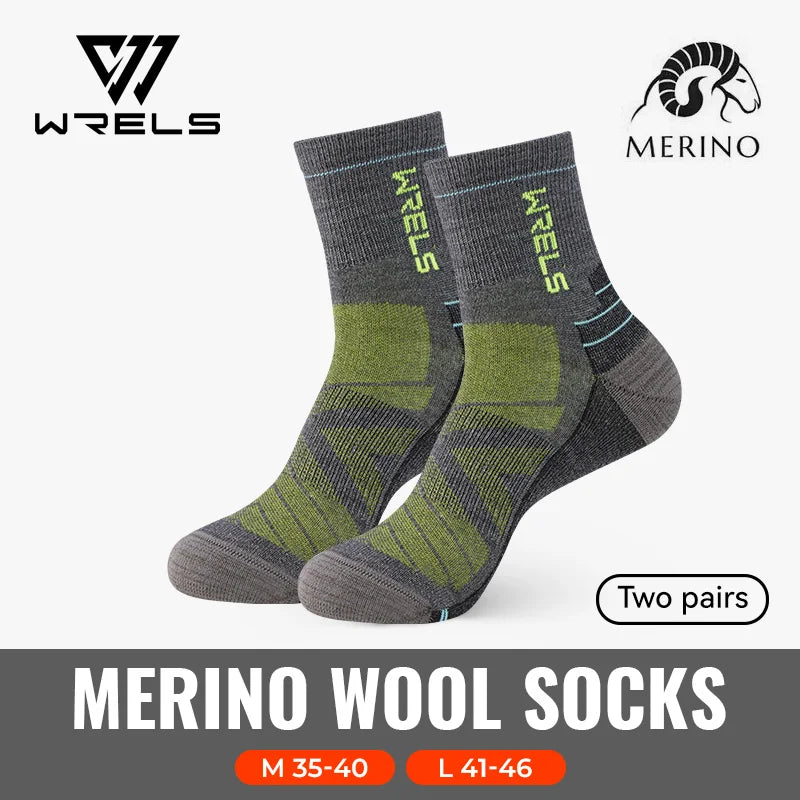 WRELS 1/2/3Pairs Merino Wool Socks Thick Hiking Socks Thermal Socks Moisture Wicking Running Hiking Anti-slip Winter Wool Socks