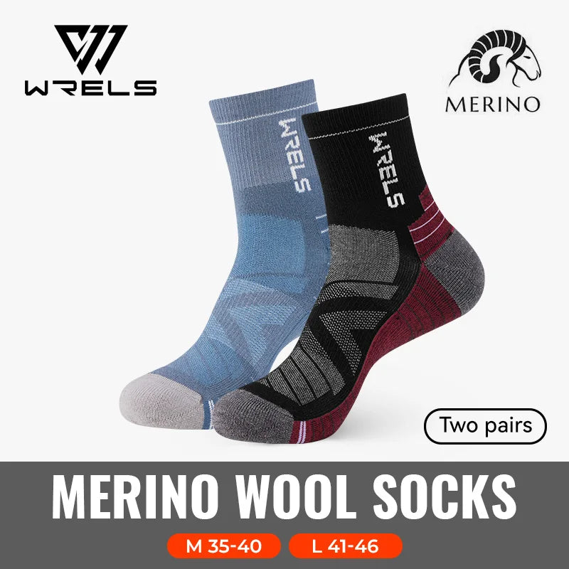 WRELS 1/2/3Pairs Merino Wool Socks Thick Hiking Socks Thermal Socks Moisture Wicking Running Hiking Anti-slip Winter Wool Socks