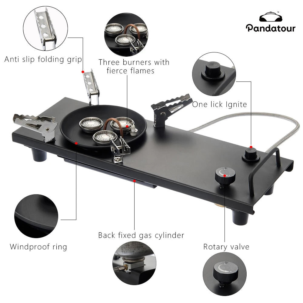 Pandatour Camping IGT 0.5UNT Gas Stove Folding Outdoor Camping Equipment Table Stove One Lick Ignite High Firepower Burner