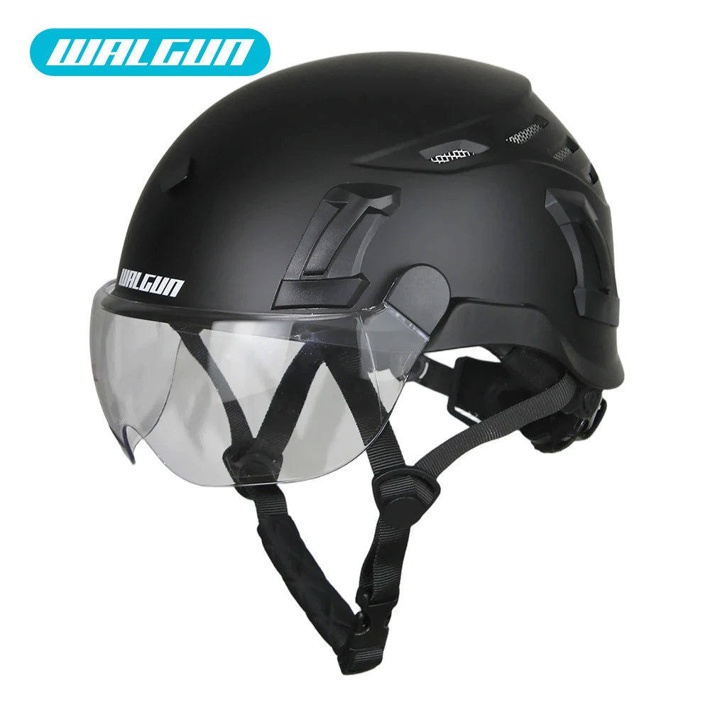 WALGUN K202 Construction Work Safety Helmet with Goggle Lens Visor Ear Protection Hat Electrician Work-at-height Climbing Helmet