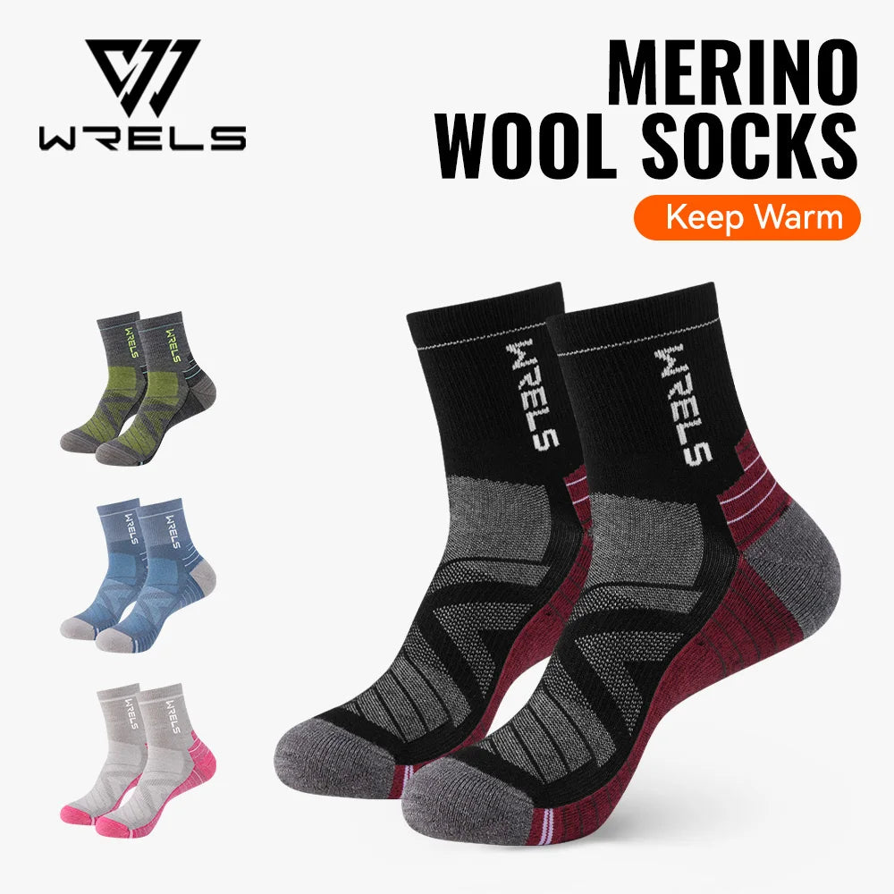 WRELS 1/2/3Pairs Merino Wool Socks Thick Hiking Socks Thermal Socks Moisture Wicking Running Hiking Anti-slip Winter Wool Socks