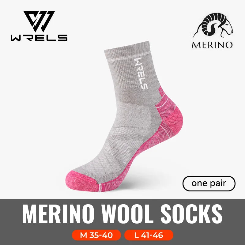 WRELS 1/2/3Pairs Merino Wool Socks Thick Hiking Socks Thermal Socks Moisture Wicking Running Hiking Anti-slip Winter Wool Socks