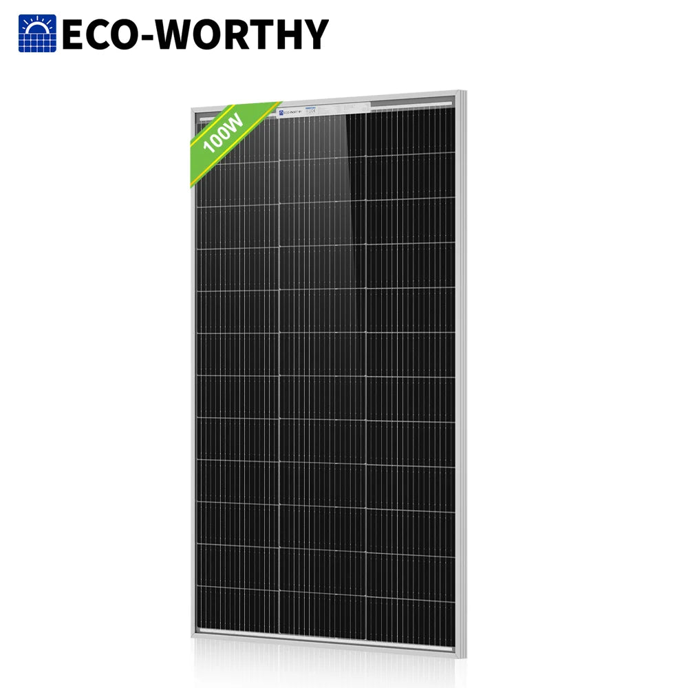 ECO-WORTHY Bifacial 100 Watt N-Type Solar Panel Monocrystalline Rigid High-Efficiency PV Module Power Charger for Sunsheds,Rvs