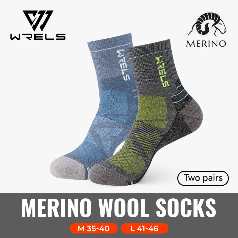 WRELS 1/2/3Pairs Merino Wool Socks Thick Hiking Socks Thermal Socks Moisture Wicking Running Hiking Anti-slip Winter Wool Socks