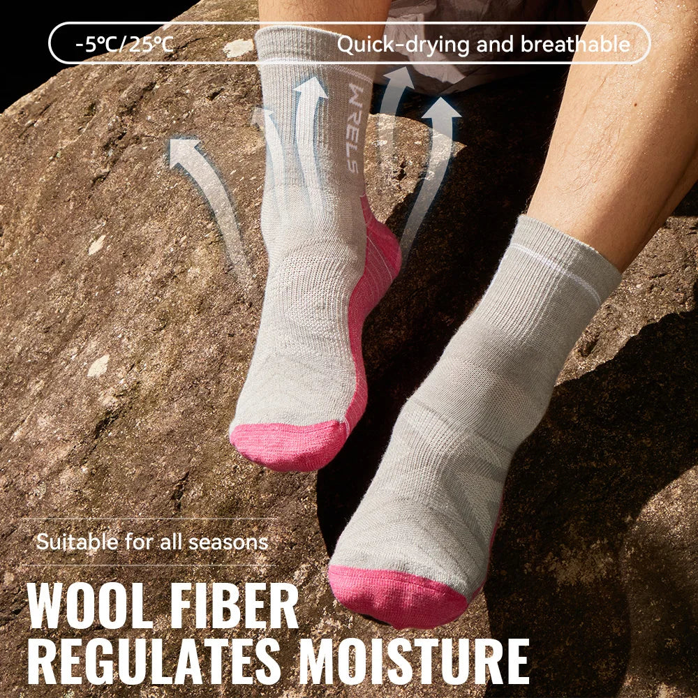WRELS 1/2/3Pairs Merino Wool Socks Thick Hiking Socks Thermal Socks Moisture Wicking Running Hiking Anti-slip Winter Wool Socks