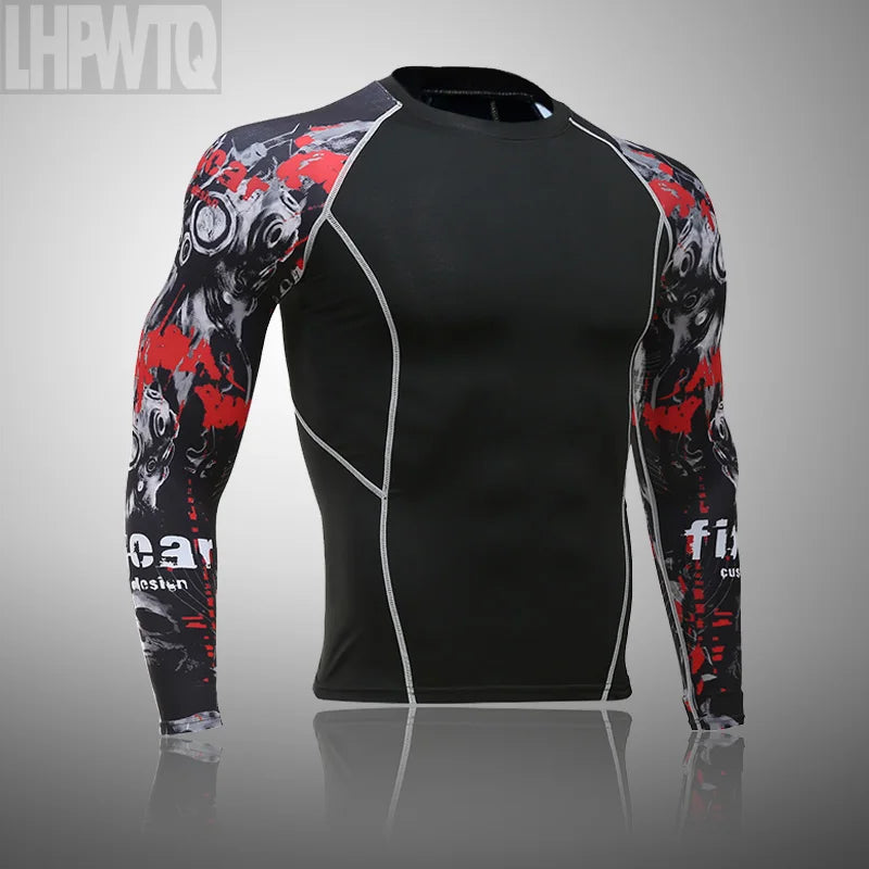 Men's Ski Thermal Underwear Set Motorcycle 4 Seasons Skiing Warm Base Layers Sportwear Tight Long Shirt & Tops Set Clothing