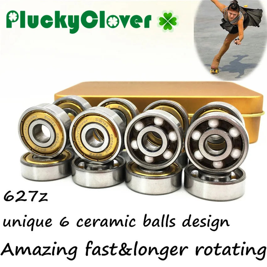 16pc Quad Skate Bearing 627 with 6 Outwards Ceramic Balls Artistic Skate Roller Quad Hockey Skates Bearing 627 Art Skate Bearing