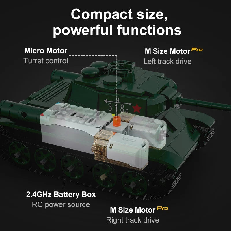 Cada 727Pcs Remote Control Military T34 Medium Tank Building Blocks Compatible City RC Army Bricks Toys Boy