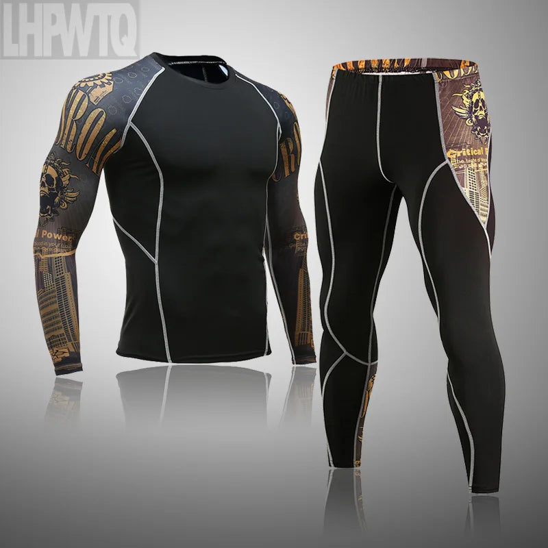 Men's Ski Thermal Underwear Set Motorcycle 4 Seasons Skiing Warm Base Layers Sportwear Tight Long Shirt & Tops Set Clothing