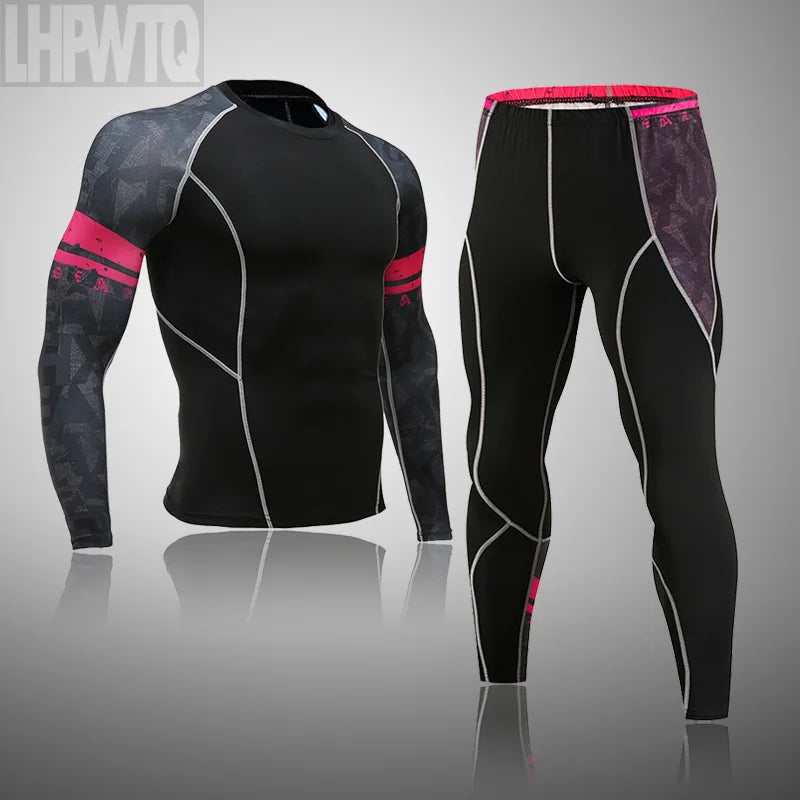 Men's Ski Thermal Underwear Set Motorcycle 4 Seasons Skiing Warm Base Layers Sportwear Tight Long Shirt & Tops Set Clothing