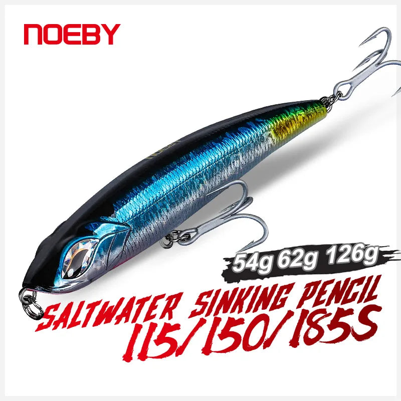 NOEBY Sinking Stickbait Lure 115mm 60.5g 150mm 62g 185mm 127g Hard Bait Saltwater Big Game Fishing Lure