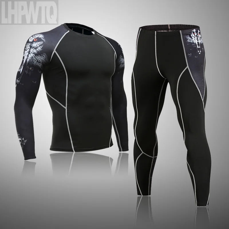 Men's Ski Thermal Underwear Set Motorcycle 4 Seasons Skiing Warm Base Layers Sportwear Tight Long Shirt & Tops Set Clothing