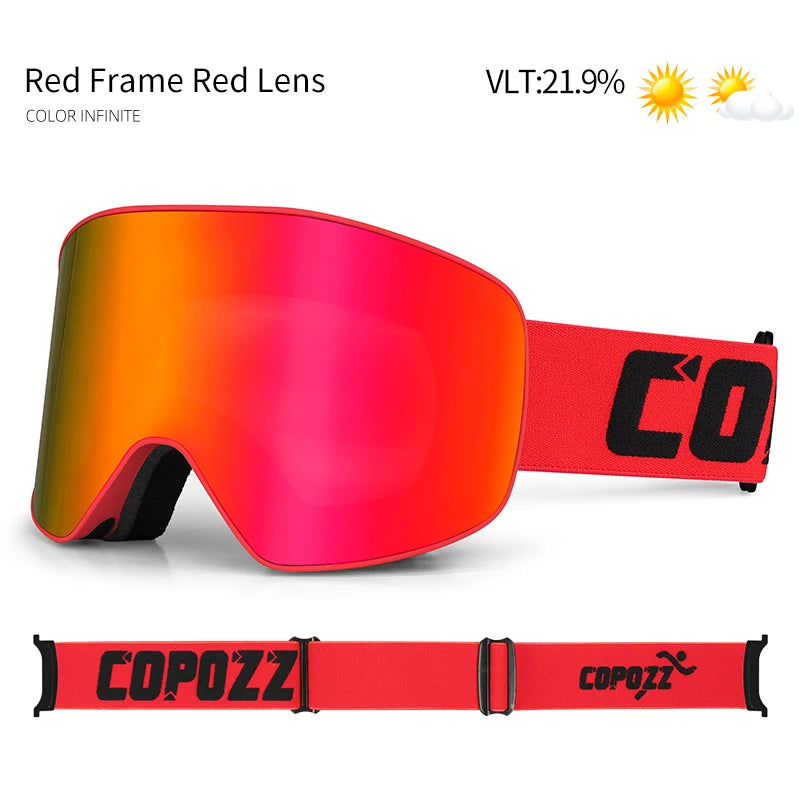 COPOZZ Brand Ski Goggles Men Women Double Layers Big Snowboard Goggles Anti-fog UV400 Skate Skiing Snowboard Goggles